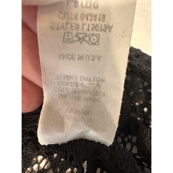 Vintage black sheer lace top, sexy see-through floral mesh blouse, gothic y2k L - Picture 8 of 9